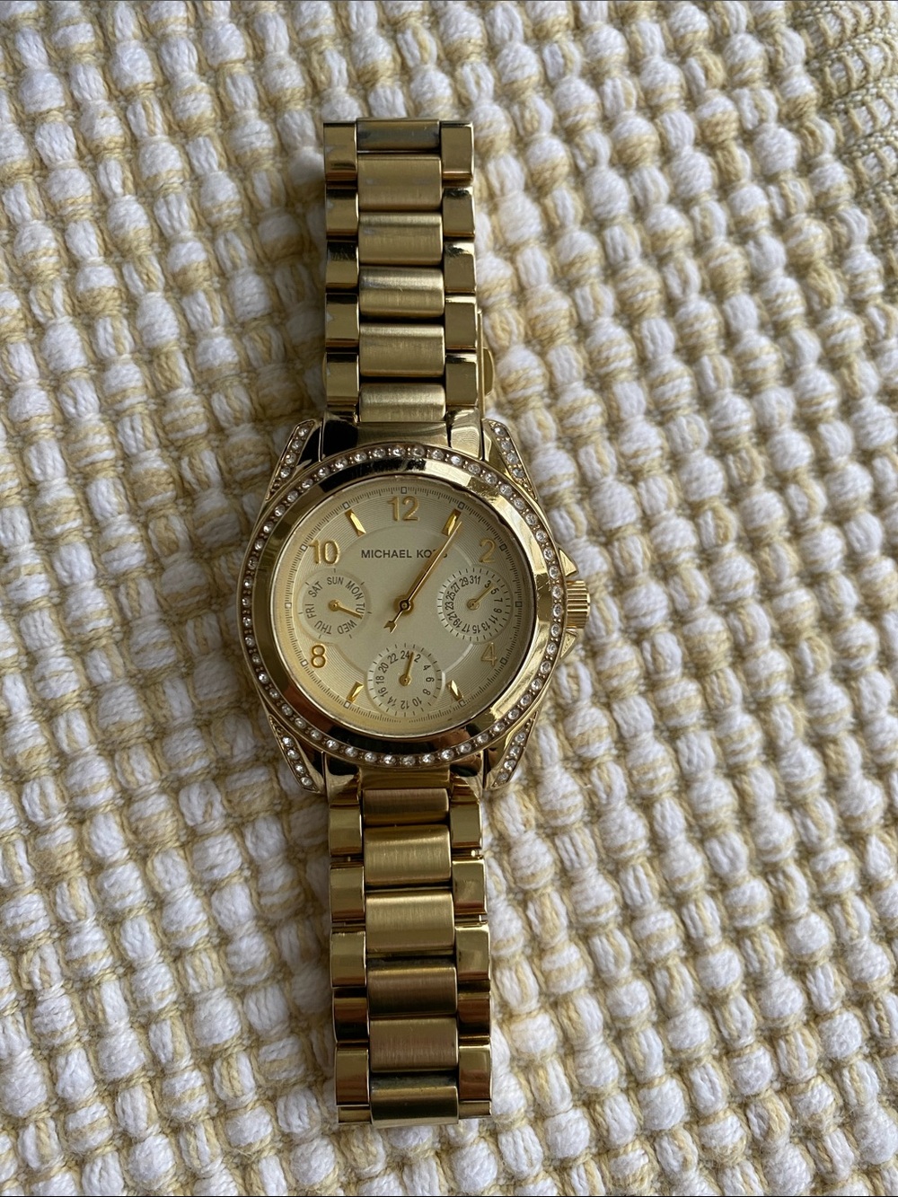 Michael Kors Gold-tone Crystal Bezel Chronograph Watch Women’s - Picture 3 of 9